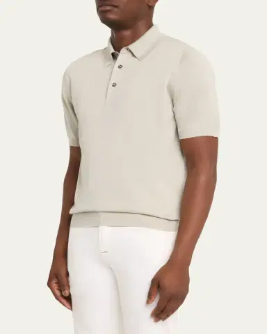 Kiton Men's Cashmere, Linen and Silk Polo Shirt | Thumbnail 4 Kiton Men's Cashmere, Linen and Silk Polo Shirt | Thumbnail 4