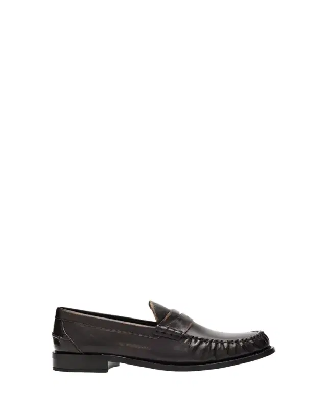 Distressed Leather Loafers
