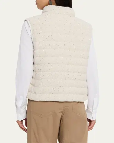 Brunello Cucinelli Sparkling Cotton Paillette Puffer Vest | Thumbnail 3