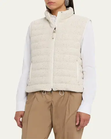 Brunello Cucinelli Sparkling Cotton Paillette Puffer Vest | Thumbnail 4