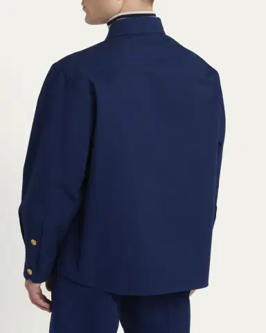 Valentino Garavani Men's Cotton Gabardine Shirt Jacket with VGold | Thumbnail 3 Valentino Garavani Men's Cotton Gabardine Shirt Jacket with VGold | Thumbnail 3