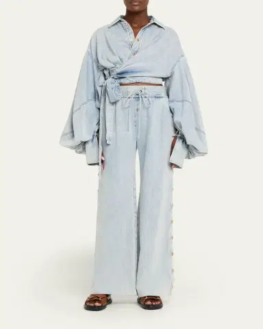 Zimmermann Denim Drawstring Snap Pants | Thumbnail 2