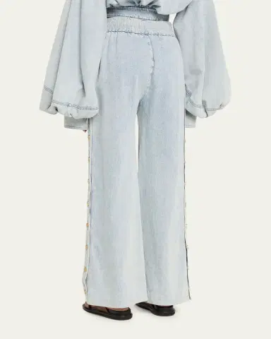 Zimmermann Denim Drawstring Snap Pants | Thumbnail 3