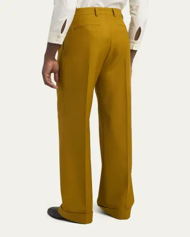 Valentino Garavani Men's Light Brown Pleated Wool-Blend Trousers | Thumbnail 3 Valentino Garavani Men's Light Brown Pleated Wool-Blend Trousers | Thumbnail 3