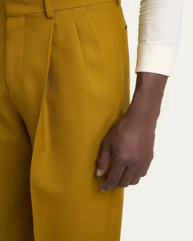 Valentino Garavani Men's Light Brown Pleated Wool-Blend Trousers | Thumbnail 5 Valentino Garavani Men's Light Brown Pleated Wool-Blend Trousers | Thumbnail 5