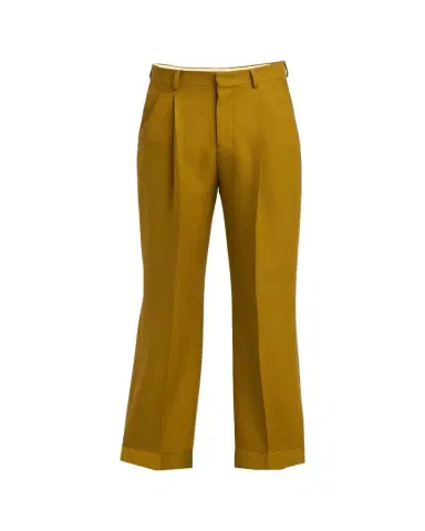 Valentino Garavani Men's Light Brown Pleated Wool-Blend Trousers | Thumbnail 1 Valentino Garavani Men's Light Brown Pleated Wool-Blend Trousers | Thumbnail 1