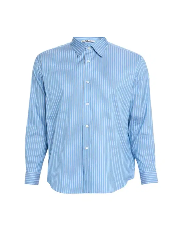 Men 's Stripe Cotton and Silk Button-Down Shirt