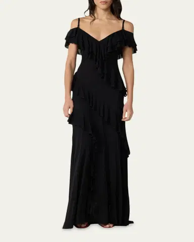 Diane von Furstenberg Sofia Ruffle Cold-Shoulder Maxi Dress | Thumbnail 2