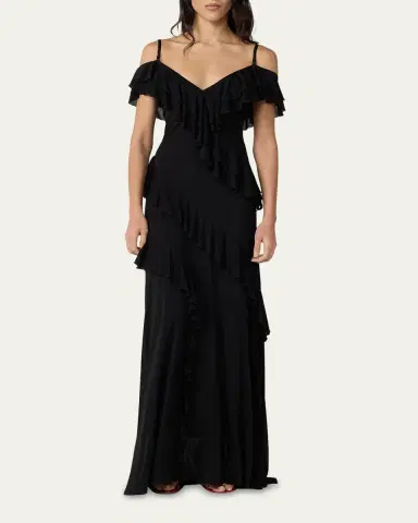 Diane von Furstenberg Sofia Ruffle Cold-Shoulder Maxi Dress | Thumbnail 4