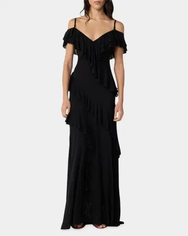 Diane von Furstenberg Sofia Ruffle Cold-Shoulder Maxi Dress | Thumbnail 6