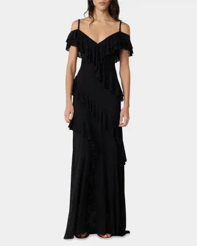 Diane von Furstenberg Sofia Ruffle Cold-Shoulder Maxi Dress | Thumbnail 8