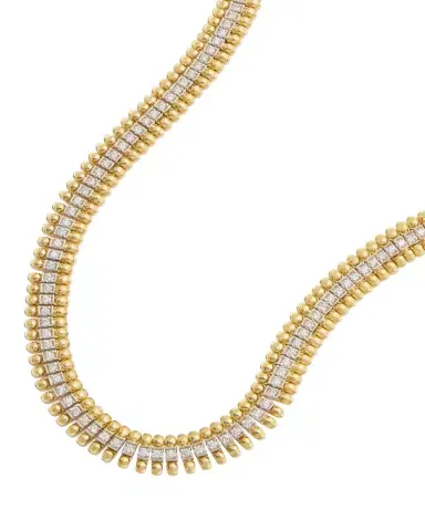 Jamie Wolf 18K Yellow Gold and White Gold Beaded Edge Necklace with Diamonds | Thumbnail 1