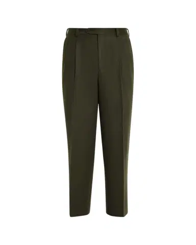 Auralee Men's Dark Olive Pleated Wool Trousers | Thumbnail 1