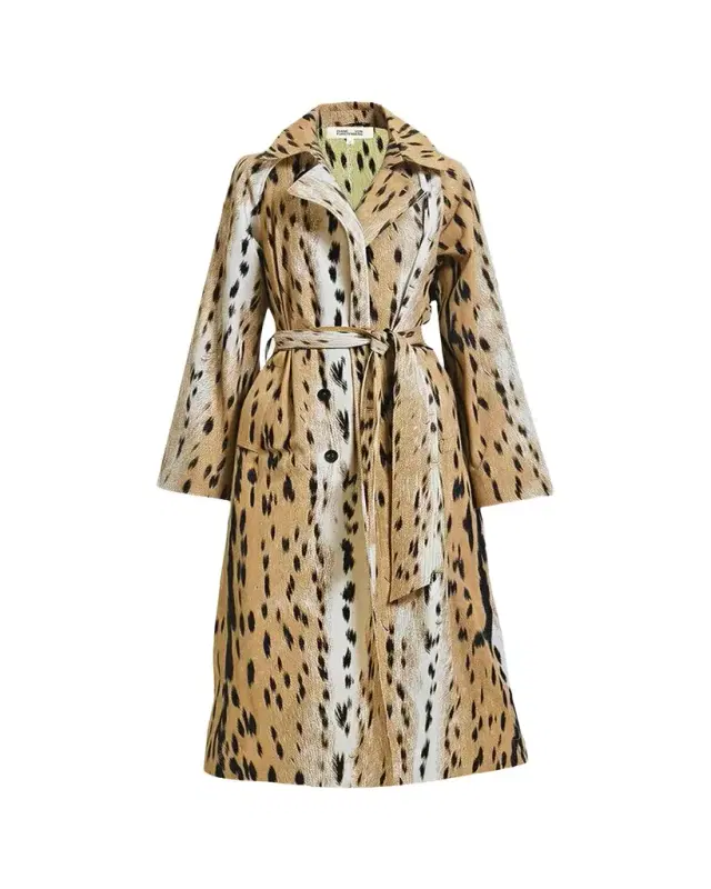 Diane von Furstenberg Kamirah Belted Animal-Print Trench Coat