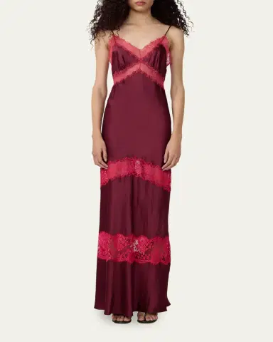 Diane von Furstenberg Eden Tiered Lace-Inset Maxi Slip Dress | Thumbnail 2