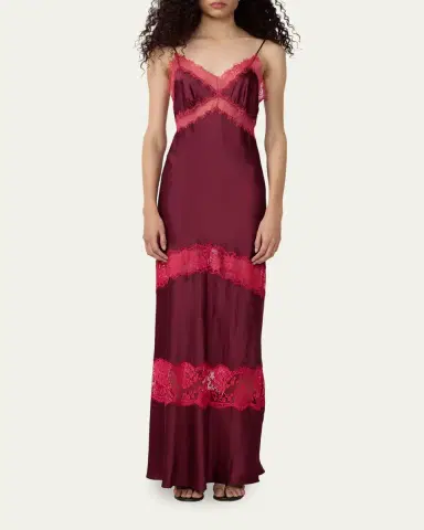 Diane von Furstenberg Eden Tiered Lace-Inset Maxi Slip Dress | Thumbnail 4