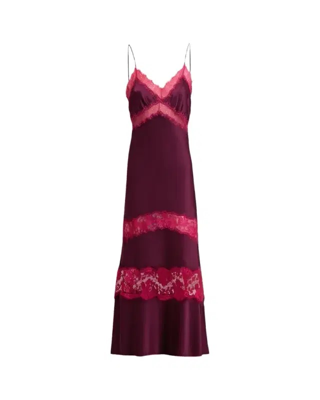 Diane von Furstenberg Eden Tiered Lace-Inset Maxi Slip Dress