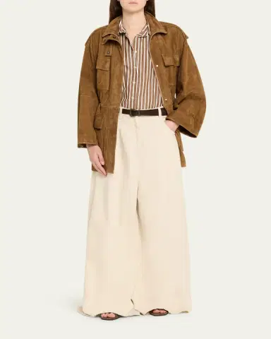 Brunello Cucinelli Garment Dyed Twill Maxi Wide-Leg Jeans | Thumbnail 2 Brunello Cucinelli Garment Dyed Twill Maxi Wide-Leg Jeans | Thumbnail 2