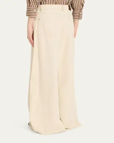 Brunello Cucinelli Garment Dyed Twill Maxi Wide-Leg Jeans | Thumbnail 3 Brunello Cucinelli Garment Dyed Twill Maxi Wide-Leg Jeans | Thumbnail 3