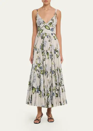 Oscar de la Renta Sleeveless Porcelain Flower Voile Midi Day Dress | Thumbnail 2 Oscar de la Renta Sleeveless Porcelain Flower Voile Midi Day Dress | Thumbnail 2