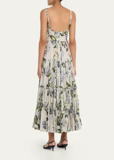 Oscar de la Renta Sleeveless Porcelain Flower Voile Midi Day Dress | Thumbnail 3 Oscar de la Renta Sleeveless Porcelain Flower Voile Midi Day Dress | Thumbnail 3