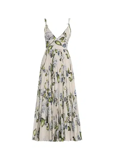 Oscar de la Renta Sleeveless Porcelain Flower Voile Midi Day Dress | Thumbnail 1 Oscar de la Renta Sleeveless Porcelain Flower Voile Midi Day Dress | Thumbnail 1