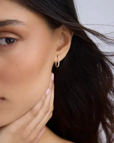 Jennifer Fisher Medium Pavé Diamond Level Earring in 18K Yellow Gold | Thumbnail 1 Jennifer Fisher Medium Pavé Diamond Level Earring in 18K Yellow Gold | Thumbnail 1