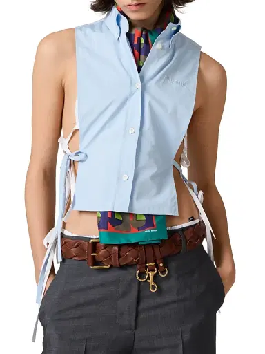 Miu Miu Women's Poplin Shirt - Blue | Thumbnail 2