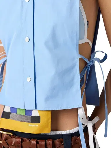 Miu Miu Women's Poplin Shirt - Blue | Thumbnail 11