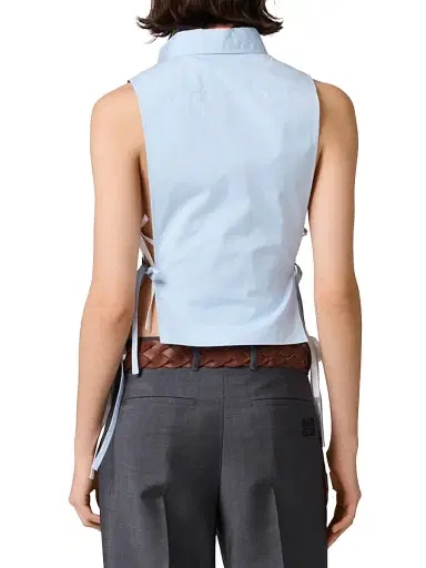Miu Miu Women's Poplin Shirt - Blue | Thumbnail 3