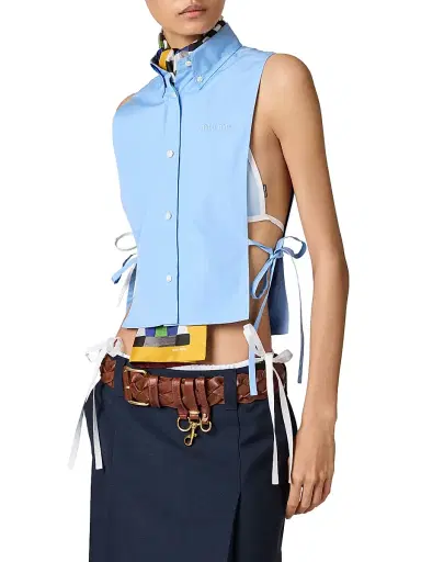 Miu Miu Women's Poplin Shirt - Blue | Thumbnail 8