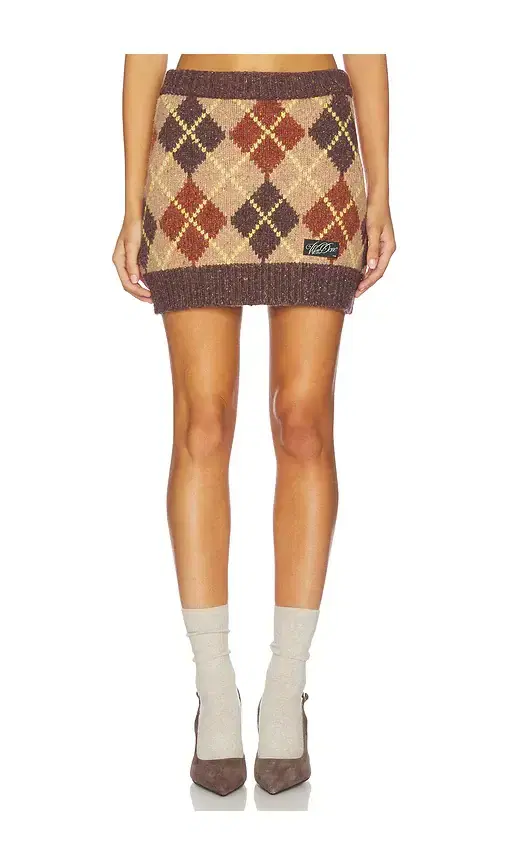 WE11DONE Argyle Intarsia Mini Skirt