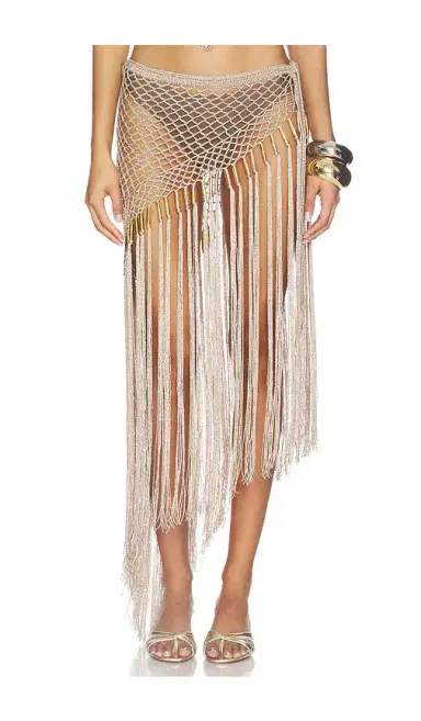 My Beachy Side Aria Hand Crochet Fringe Skirt | Thumbnail 1
