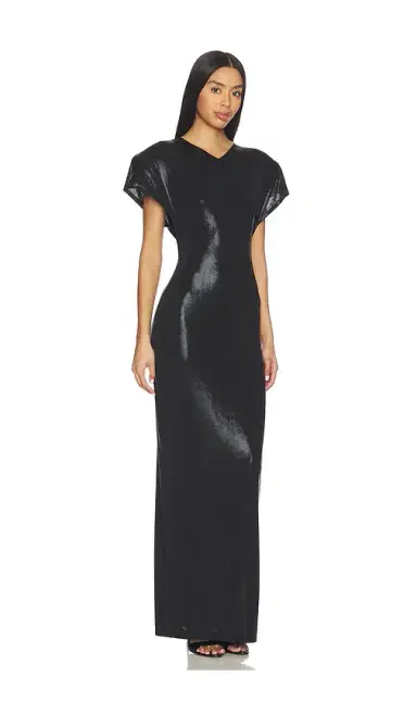 Norma Kamali Cap Sleeve Shoulder Pad Long Dress | Thumbnail 2 Norma Kamali Cap Sleeve Shoulder Pad Long Dress | Thumbnail 2