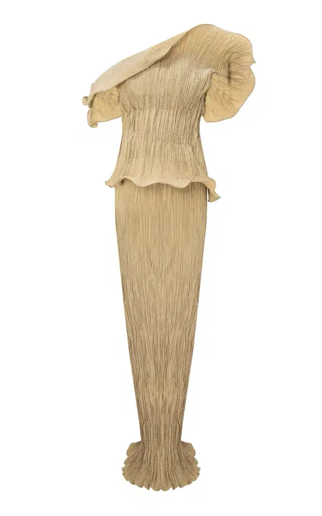 Marmar Halim Off-The-Shoulder Plissè Gown