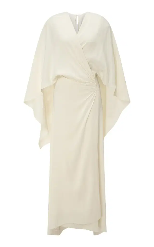 Marmar Halim Cape-Detailed Georgette Wrap Midi Dress