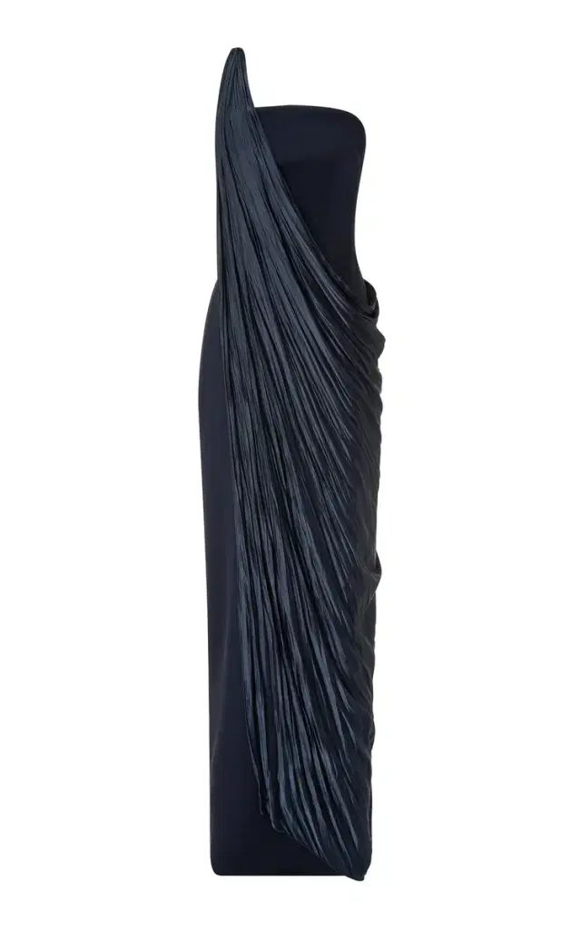 Marmar Halim Plissé Drape Crepe Gown