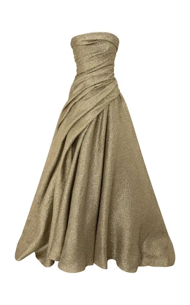 Swept Pebbled Crepe Ball Gown