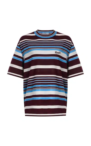 Prada Striped Cotton T-Shirt | Thumbnail 6 Prada Striped Cotton T-Shirt | Thumbnail 6