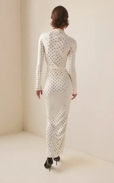 ALAÏA Crystal-Embellished Ruched Georgette Maxi Dress | Thumbnail 4