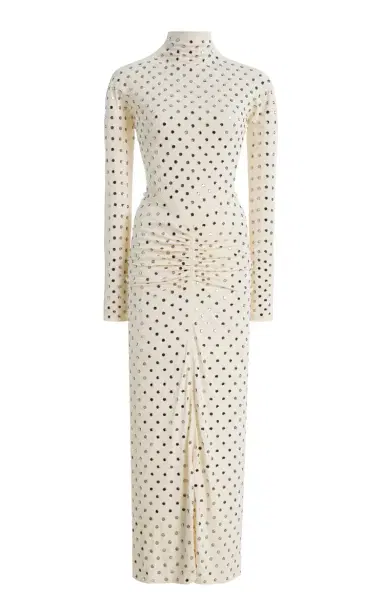 ALAÏA Crystal-Embellished Ruched Georgette Maxi Dress | Thumbnail 1