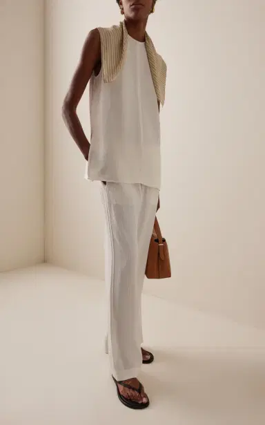 TOTEME Woven Stripe Drawstring Trousers | Thumbnail 2 TOTEME Woven Stripe Drawstring Trousers | Thumbnail 2