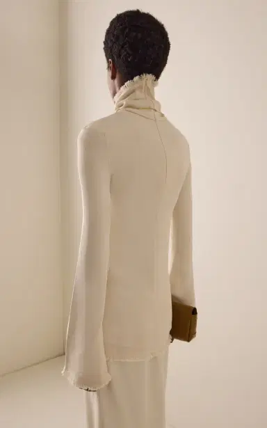 TOTEME Raw-Hem Crepe Turtleneck Top | Thumbnail 4
