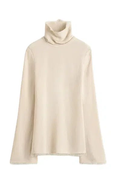 TOTEME Raw-Hem Crepe Turtleneck Top | Thumbnail 5