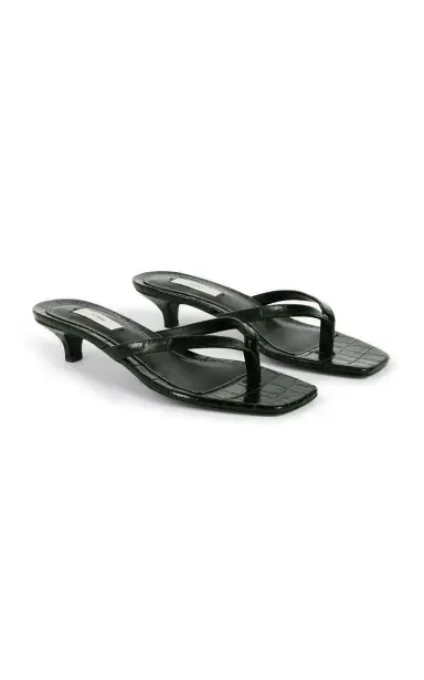 TOTEME Croc-Embossed Leather Flip-Flop Sandals | Thumbnail 3