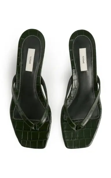 TOTEME Croc-Embossed Leather Flip-Flop Sandals | Thumbnail 4