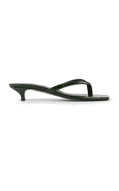 TOTEME Croc-Embossed Leather Flip-Flop Sandals | Thumbnail 8