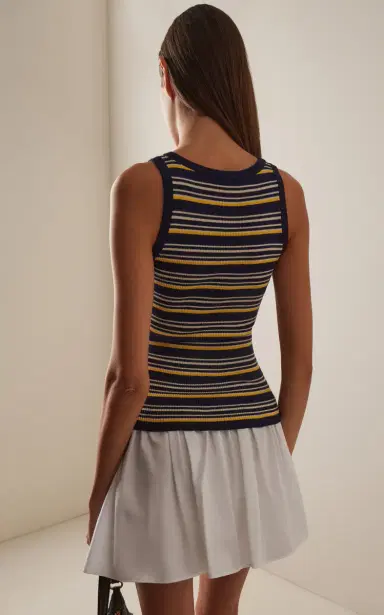 Miu Miu Striped Cotton Tank Top | Thumbnail 4 Miu Miu Striped Cotton Tank Top | Thumbnail 4