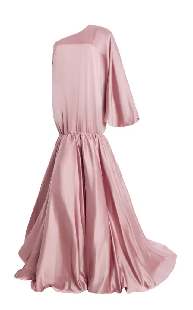 Exclusive Ecliptia Single-Shoulder Satin Maxi Dress