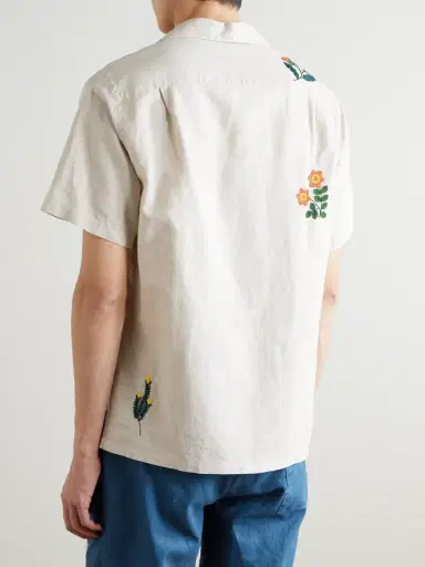 Portuguese Flannel Convertible-Collar Embroidered Linen and Cotton-Blend Shirt - Men | Thumbnail 3 Portuguese Flannel Convertible-Collar Embroidered Linen and Cotton-Blend Shirt - Men | Thumbnail 3